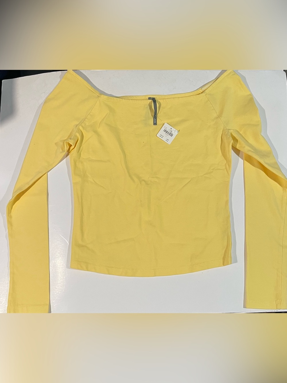 Anthropologie Yellow Off-Shoulder Long-Sleeve Crop Top